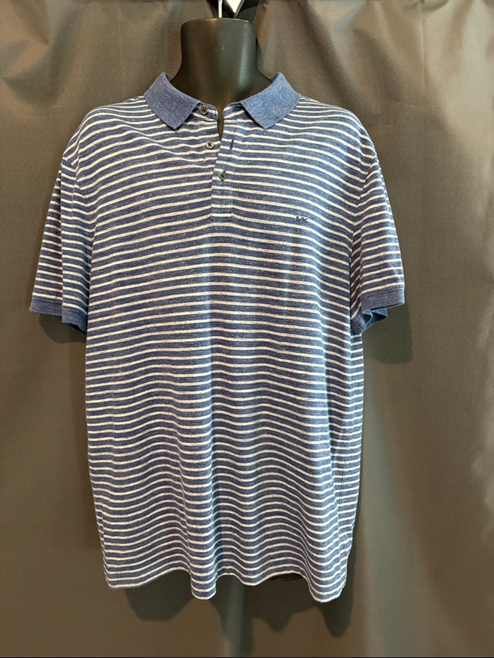 Michael Kors Navy and White Striped Polo